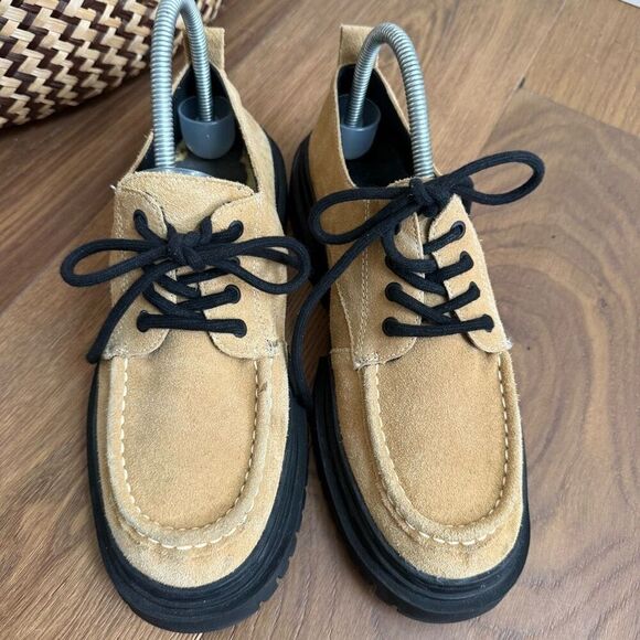 Zara Tan Suede Oxford Chunky Lug Sole EU 40 - Picture 3 of 10